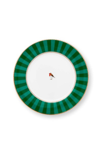 Farfurie din porțelan, Pip Studio, 21cm, Stripes Green, colecția Love Birds