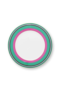 Farfurie din porțelan, Pip Studio, Stripes Pink-Green, 28cm, colecția Pip Chique - Img 1