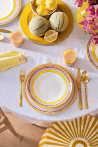 Farfurie din porțelan, Pip Studio, Stripes Yellow, 23.5cm, colecția Pip Chique - Img 3