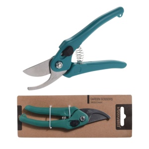 Foarfecă pentru grădină cu lamă din oțel și mâner din plastic turcoaz, 18 cm