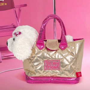 Geantă glamour cu pluș detașabil, pentru copii, Perletti, model Cățeluș Didi, 20 cm, colecția Perletti Toys 