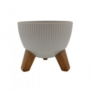Ghiveci elegant cu trei picioare, H&S Collection, culoare bej, diametru 19 cm