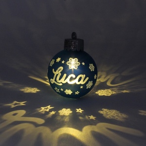 Glob de Crăciun, cu led, culoarea albastru, nume „Luca"