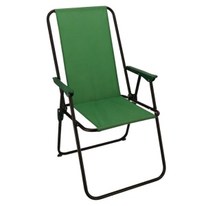 Scaun pliabil de grădină cu spătar înalt, verde, cadru metalic, max. 100 kg, 51x53x90 cm