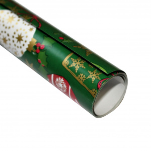 Hârtie ambalat Crăciun 200x70cm globuri verde
