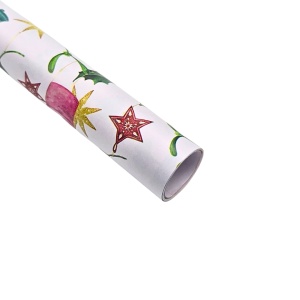 Hârtie mată pentru ambalat cadouri, decor alb cu clopoței, inimioare și stele, 200x70 cm