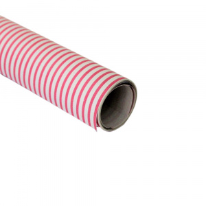 Hârtie pentru ambalat cadouri, coleția Graphic, dungulițe albe și roz, 200x70 cm