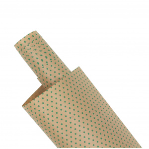 Hârtie pentru ambalat cadouri Kraft Vintage 200x70 cm buline verzi