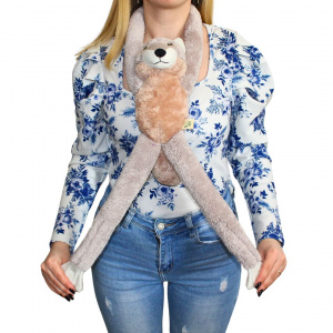 Jucărie lup, din pluș, culoarea gri, 57 cm