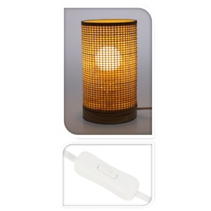 Lampă de birou Home & Styling, din bambus, formă tubulară, bază din lemn de pin, 13x23 cm
