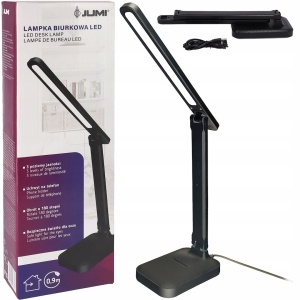 Lampă de birou LED Jumi, cu suport pentru telefon,  neagră, 3 niveluri de luminozitate