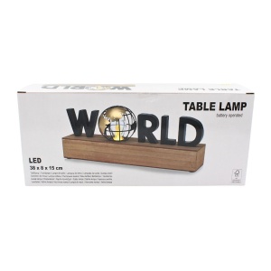 Lampă Decorativă de Masă „WORLD”, 38x8x15 cm, cu LED, pe Baterii 