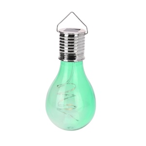 Lampă solară în formă de bec verde transparent, LED, pentru grădină, terasă și exterior