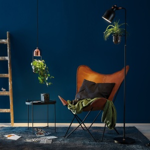 Lampadar Neordic Elric pentru plante, max 1x20W, bec E27, culoare negru/cupru 230V din metal și sticlă