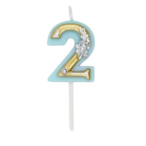 Lumânare aniversară pentru tort, Giftdesign, cifra 2, colecția Flower, 4.5 cm - Img 2