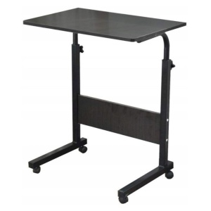 Masă mobilă, reglabilă, pe roți, pentru laptop, cadru metalic, culoarea negru, 80x40 cm, eCarla, STL03WZ3
