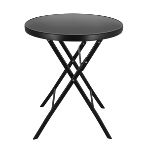Masă pliabilă, Jumi, neagră, rotundă 60 cm, pentru grădină sau terasă