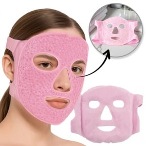 Mască facială cu gel dublu, răcoritoare și încălzitoare, pentru relaxare și îngrijirea pielii, roz, eCarla, AK22R