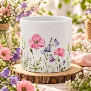 Mască ghiveci, din ceramică, floricele libelule, 12 cm