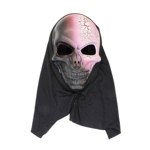 Mască pentru Halloween, Goodmark, model craniu, cu glugă neagră, efect metalizat, one size