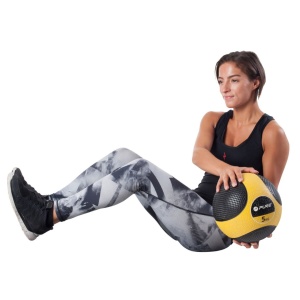 Minge medicinală 5 kg Pure 2 Improve – Galben/Negru, din cauciuc, pentru antrenamente funcționale