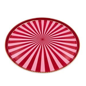 Mini tavă din porțelan, pentru tort, Pip Studio, Red/Pink, 24 cm, colecția Love Birds