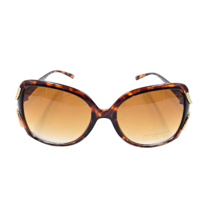 Ochelari de soare damă, Tiara, ramă leopard lucioasă, formă fluture, detalii aurii, lentile fumurii, protecție UV 400