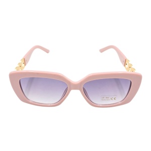 Ochelari de soare, damă, Tiara, roz pastel lucios, formă geometrică, lentile fumurii, protecție UV 400