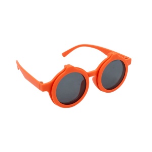 Ochelari de soare pentru copii, model rame rotunde portocalii cu lentile mobile