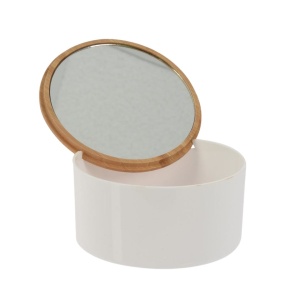 Oglindă de machiaj cu organizator cosmetic rotund, 13x13x7 cm, Eleganza