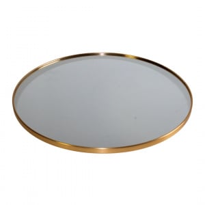 Oglindă de perete, ramă metalică rotundă, culoarea aurie, 50x50x1.5 cm