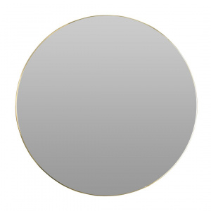 Oglindă de perete, ramă metalică rotundă, culoarea aurie, 55 cm
