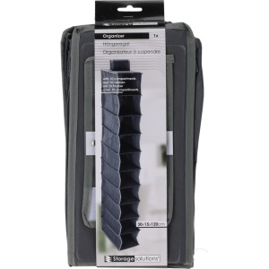 Organizator suspendat, cu 10 compartimente, 30x15x120 cm, textil rezistent, gri