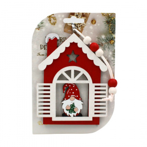 Ornament brad Pitic căsuță ninsă 12x9.5 cm