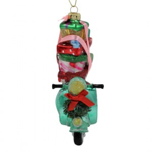 Ornament Edelman, din metal - Scuter turcoaz cu cadouri