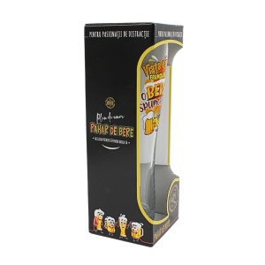 Pahar bere, 500 ml, mesaj funny “Viața e mai frumoasă lângă o bere spumoasă!"