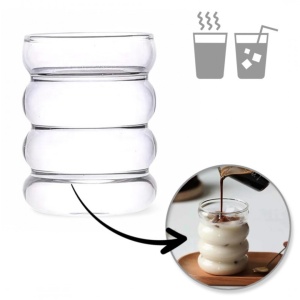 Pahar bubble din sticlă borosilicată, pentru cafea latte, long drinkuri și băuturi reci, 350 ml, eCarla, SZK37POJ
