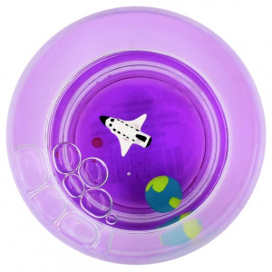 Pahar cu figurine plutitoare, violet, model cu navă spațială, 250ml