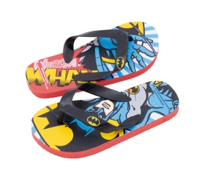 Papuci Flip-flops, pentru copii, model Batman, culoarea negru, Arditex