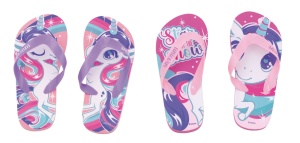 Papuci Flip-flops, pentru copii, model unicorn, culoarea roz, Arditex