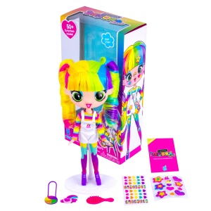 Păpușă Mini Decora Dream 28 cm cu Accesorii – Păpușă de Personalizat, Peste 50 Surprize, păr lung, colecția Decora Girlz