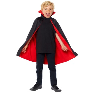 Pelerină reversibilă, Halloween, cu guler, pentru copii, culoarea negru-roșu, one size