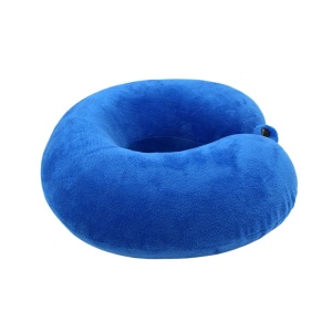 Pernă de călătorie, pentru adulți, culoare albastru, din spumă cu memorie, 30 cm