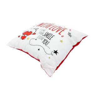 Pernă decorativă Nekupto - "With Love / I Love Your Smile", 30x30 cm, bumbac