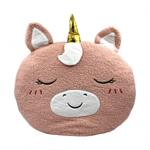 Pernuță roz pufoasă model unicorn 42cm