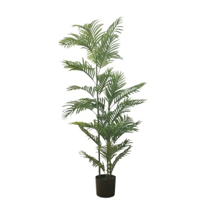 Plantă artificială Areca 150 cm, cu frunze verzi lungi și detalii realiste, pentru interior, ghiveci negru inclus