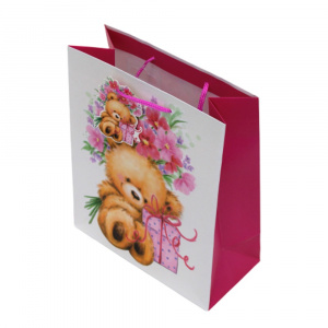 Punga cadou hartie XL TEDDY FLORAL