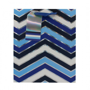 Pungă cadou XL hârtie Navy Chevron