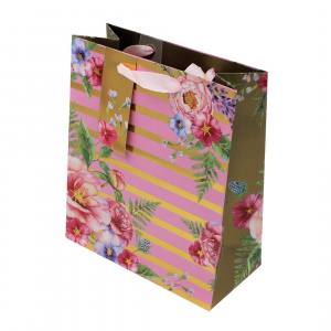 Pungă de cadou hârtie XL Stripe Floral