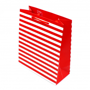Pungă pentru cadou, SDE medie UNITA Stripes, culoare roșu cu alb